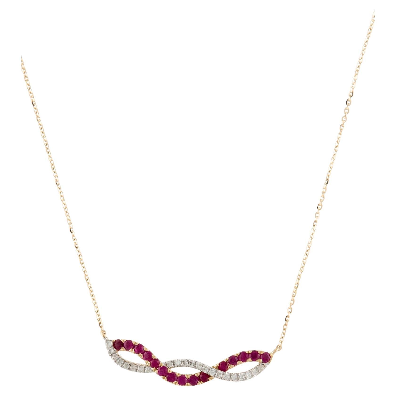 Luxury 14K Ruby & Diamond Pendant Necklace - Elegant Gemstone, Statement Jewelry For Sale