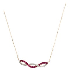 Collier pendentif de luxe en rubis et diamants 14 carats, pierre précieuse élégante, bijou de fantaisie