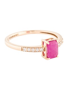 Dazzling 14K Ruby & Diamond Cocktail Ring - Size 8.75 - Fine Statement Jewelry