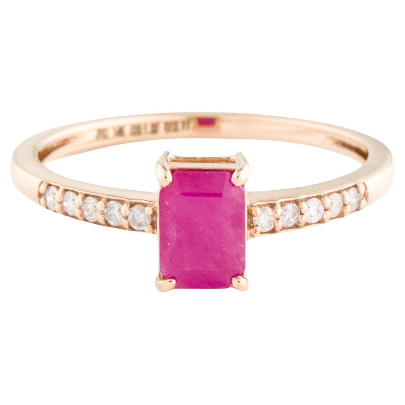 Dazzling 14K Ruby & Diamond Cocktail Ring - Size 8.75 - Fine Statement Jewelry For Sale