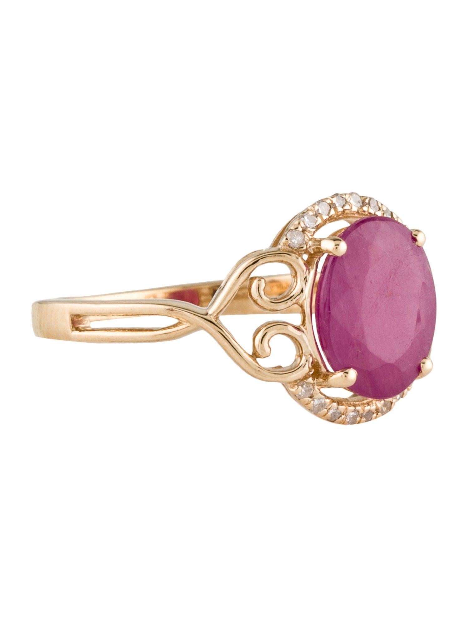 Lassen Sie sich von den leidenschaftlichen Blüten der Natur verführen - mit unserem ovalen Ring Blooms of Passion mit Rubin und Diamant von Jeweltique. Dieses exquisite Stück ist ein Beweis für die sorgfältige Handwerkskunst und zeitlose Eleganz,