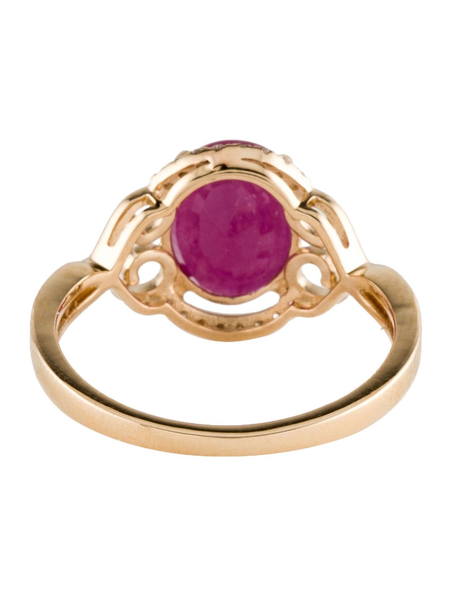 Oval Cut Gorgeous 14K Ruby & Diamond Cluster Cocktail Ring - 2.56ct Gemstones - Size 8 For Sale