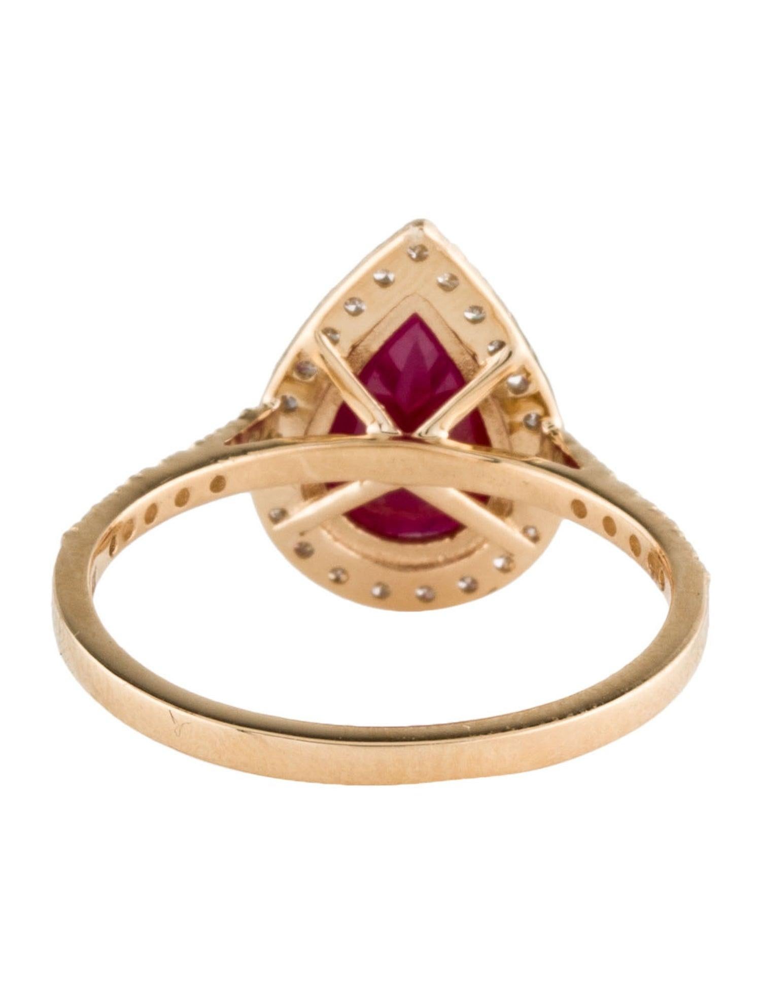 Brilliant Cut Luxury 14K Ruby & Diamond Cocktail Ring 1.58ctw - Size 6.75 - Timeless & Elegant For Sale