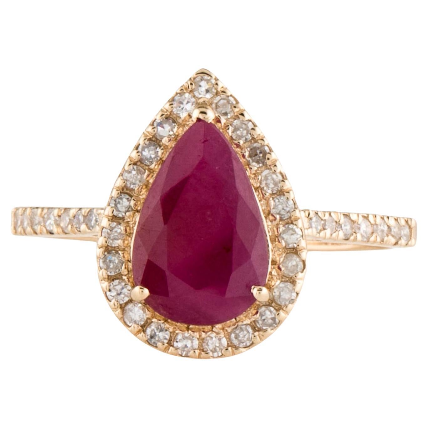 Luxury 14K Ruby & Diamond Cocktail Ring 1.58ctw - Size 6.75 - Timeless & Elegant For Sale