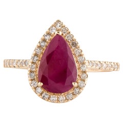 Luxury 14K Ruby & Diamond Cocktail Ring 1.58ctw - Size 6.75 - Timeless & Elegant