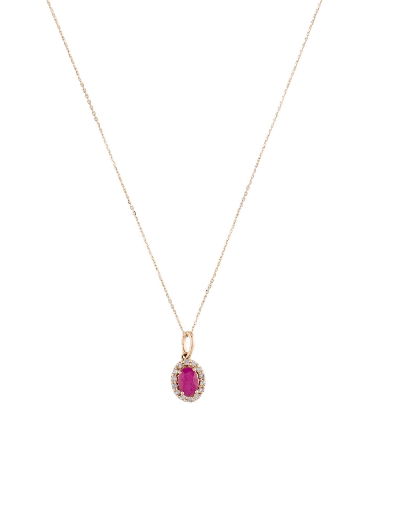 14K Ruby & Diamond Pendant Necklace - Stunning Gemstone Statement Piece In New Condition For Sale In Holtsville, NY