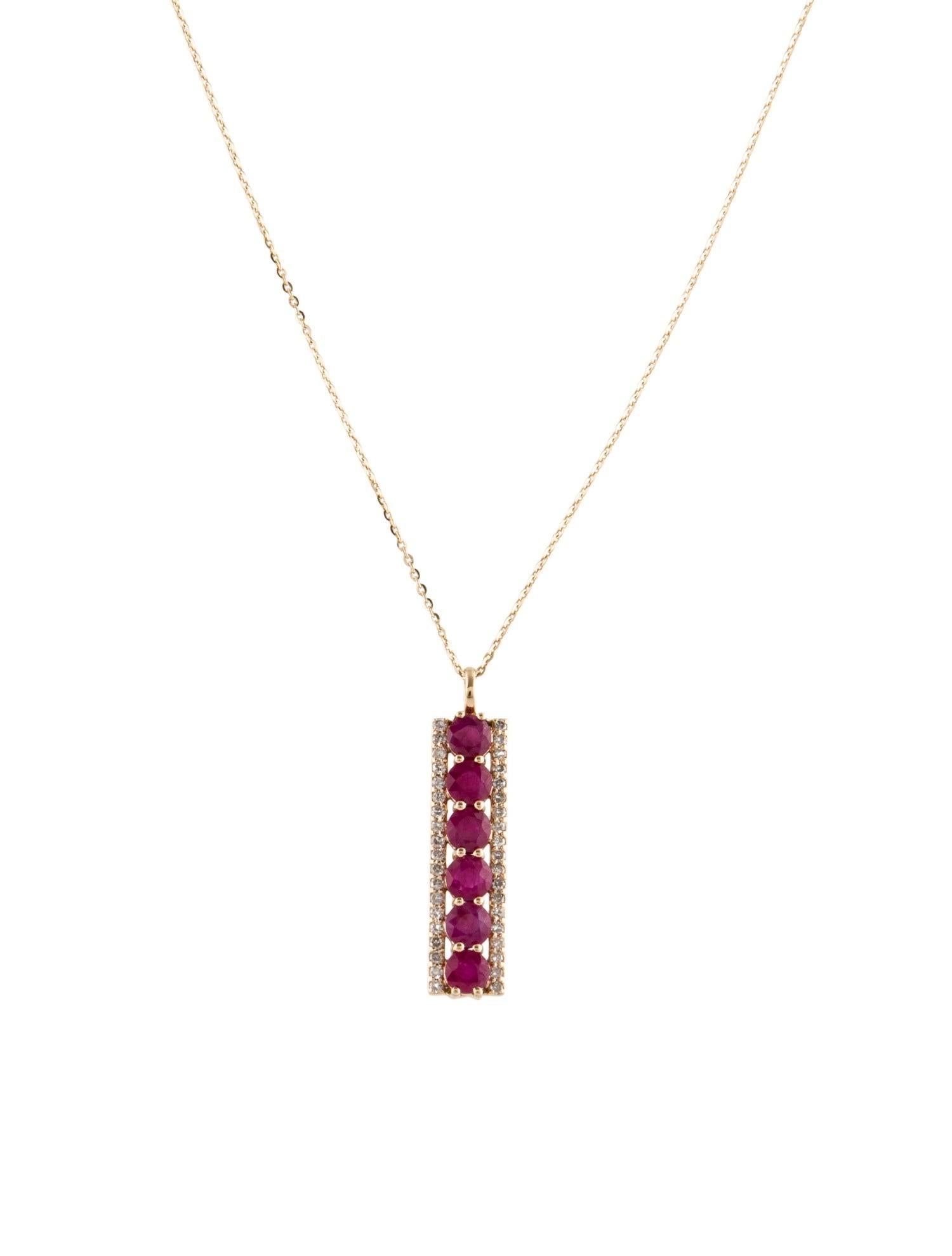 14K Ruby & Diamond Pendant Necklace: Timeless Elegance, Luxury Statement Jewelry In New Condition For Sale In Holtsville, NY