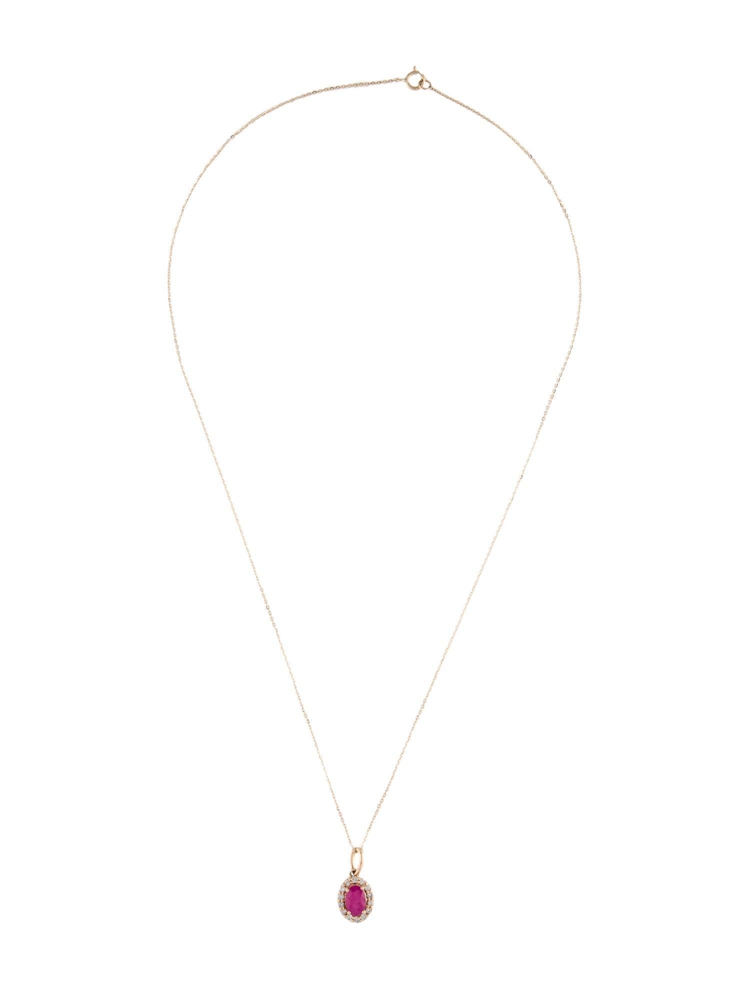 Women's 14K Ruby & Diamond Pendant Necklace - Stunning Gemstone Statement Piece For Sale