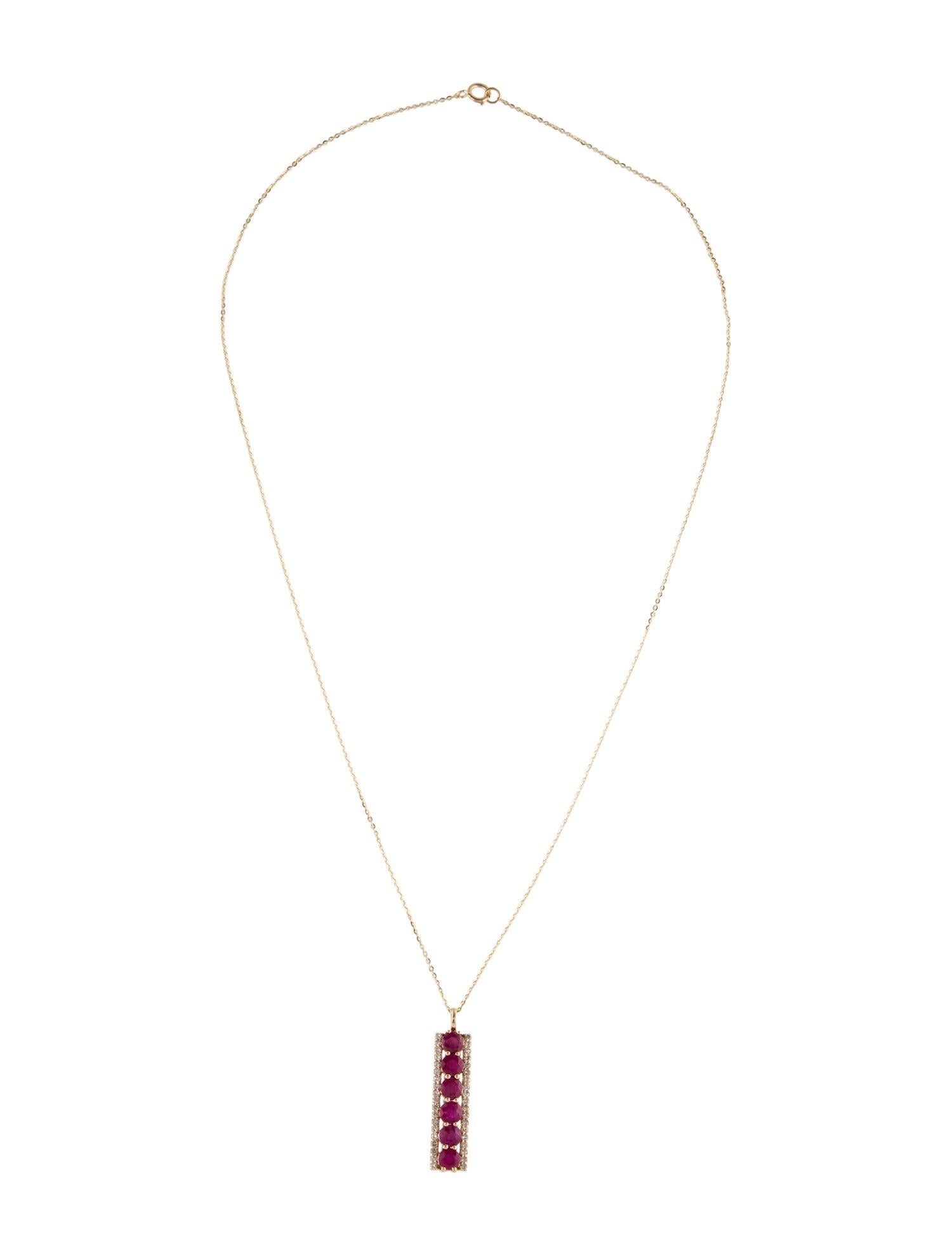 Women's 14K Ruby & Diamond Pendant Necklace: Timeless Elegance, Luxury Statement Jewelry For Sale