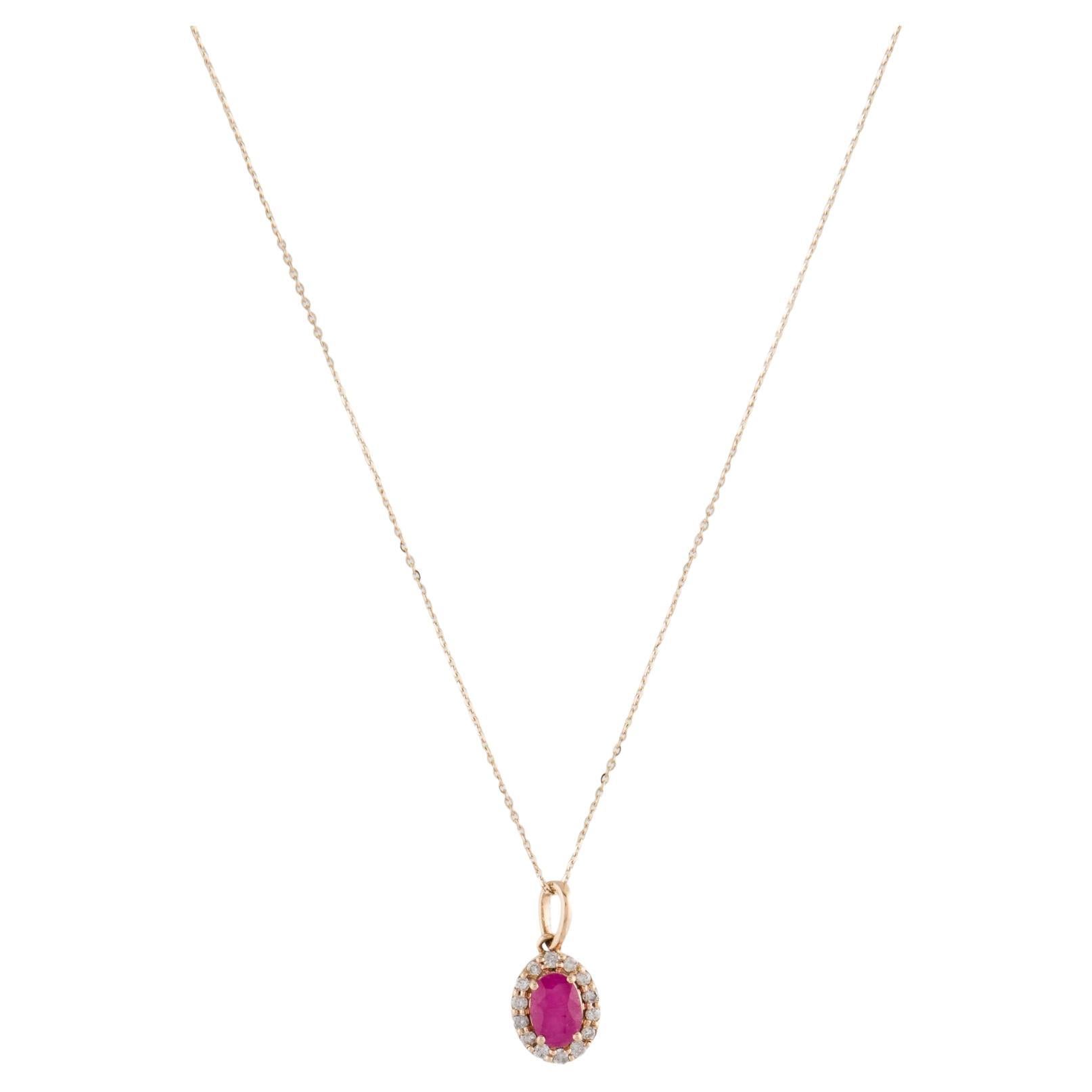 14K Ruby & Diamond Pendant Necklace - Stunning Gemstone Statement Piece