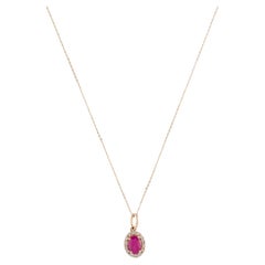 Collar colgante de rubíes y diamantes de 14 quilates - Impresionante pieza con piedras preciosas