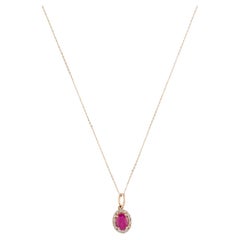 14K Ruby & Diamond Pendant Necklace - Stunning Gemstone Statement Piece