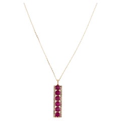Collier à pendentifs en rubis et diamants 14K : Elegance Timeless, bijoux de luxe à la mode