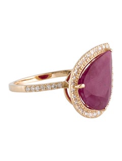 Luxurious 14K Ruby & Diamond Cocktail Ring 5.17ctw - Size 8 - Statement Jewelry