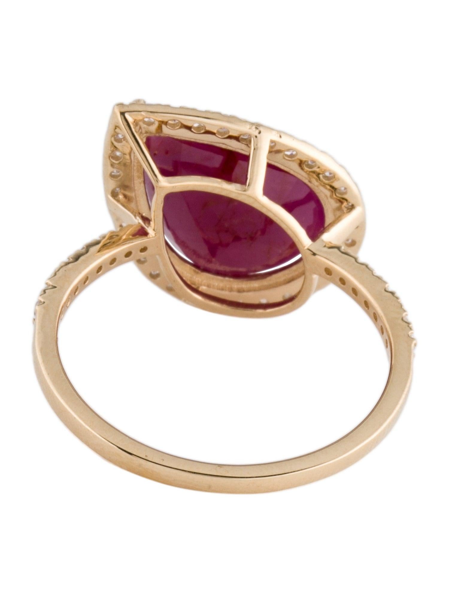 Luxuriöser 14K Rubin & Diamant Cocktail-Ring 5,17ctw - Größe 8 - Statement-Schmuck (Brillantschliff)