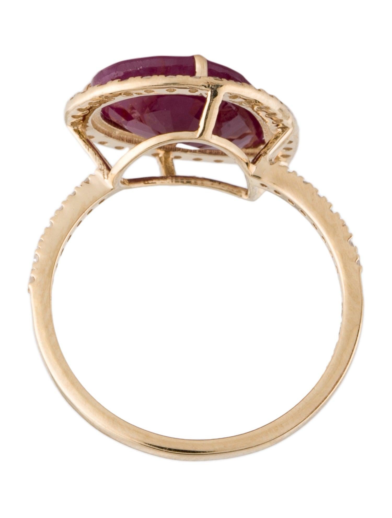 Brilliant Cut Luxurious 14K Ruby & Diamond Cocktail Ring 5.17ctw - Size 8 - Statement Jewelry For Sale