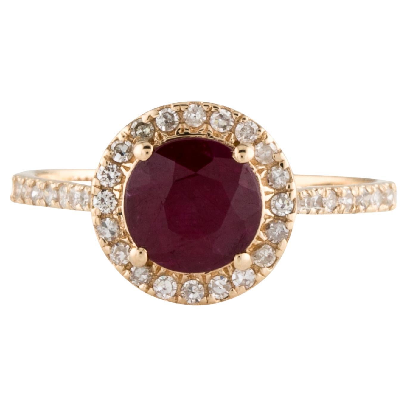 Captivating 14K Gold 1.66ct Ruby & Diamond Cocktail Ring - Size 7 - Fine Jewelry