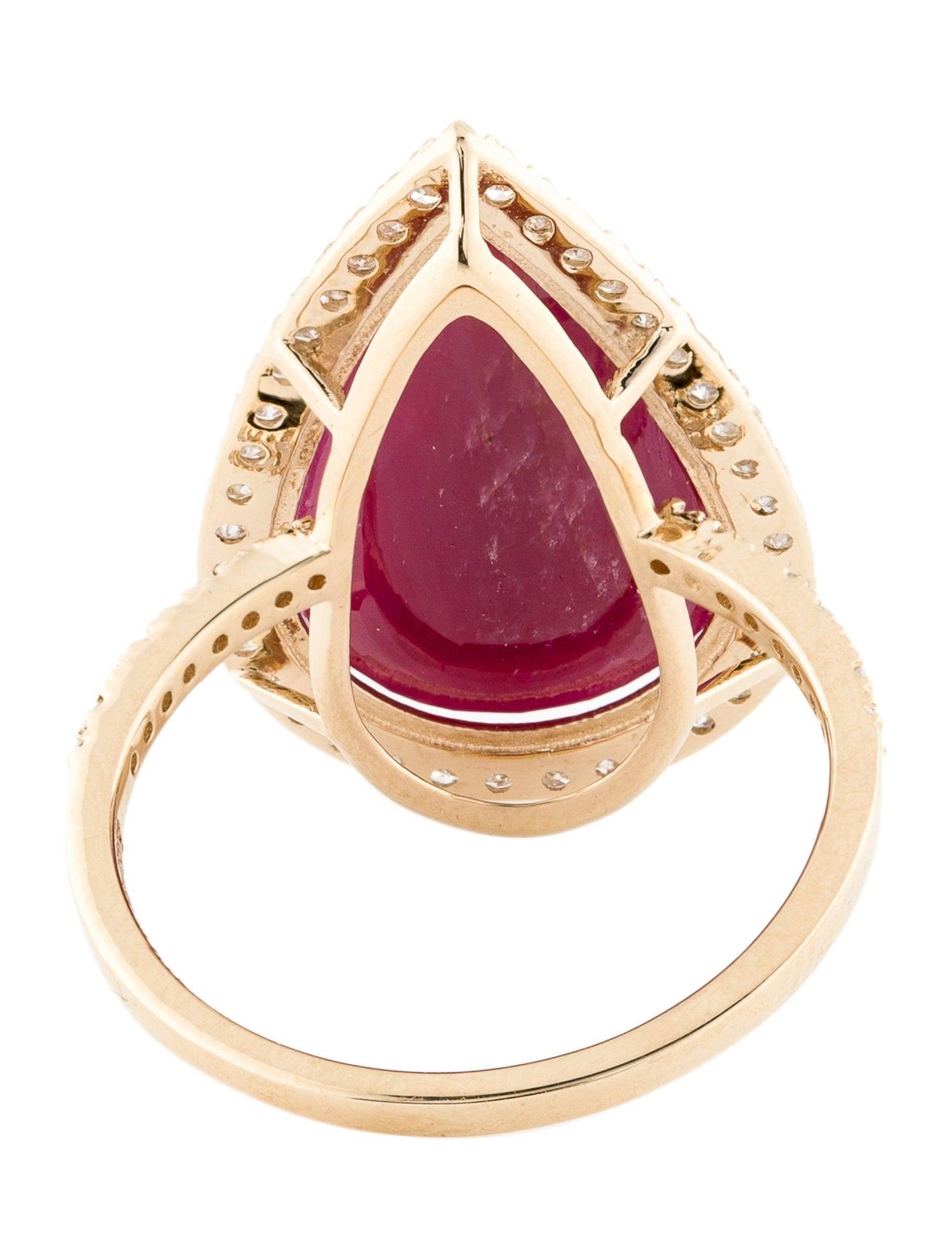Brilliant Cut Dazzling 14K Gold 6.16ct Ruby & Diamond Cocktail Ring - Size 7.5 - Fine Jewelry For Sale