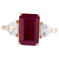 Exquisite 14K Gold 1.88ct Ruby & Sapphire Cocktail Ring - Size 7.75 - Luxurious
