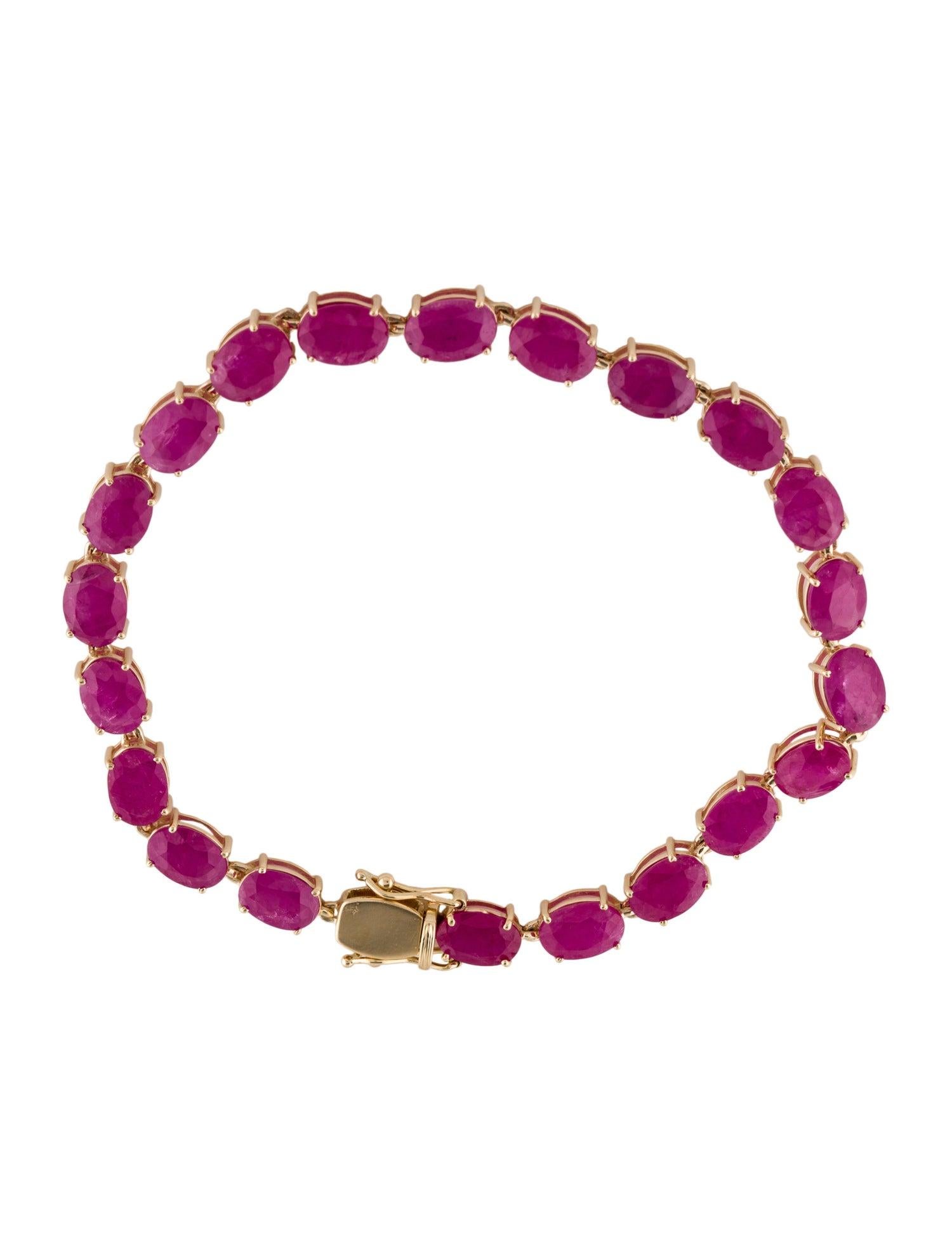 14K Bracelet de tennis en rubis 19.13ctw - Exquise Elegance, Timeless Luxury Design Pour femmes en vente
