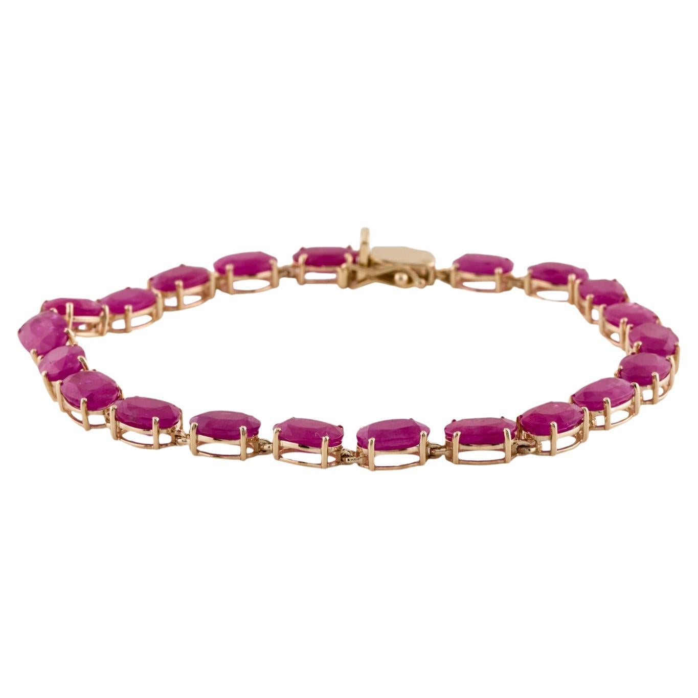 14K 19.13ctw Ruby Tennis Bracelet - Exquisite Elegance, Timeless Luxury Design