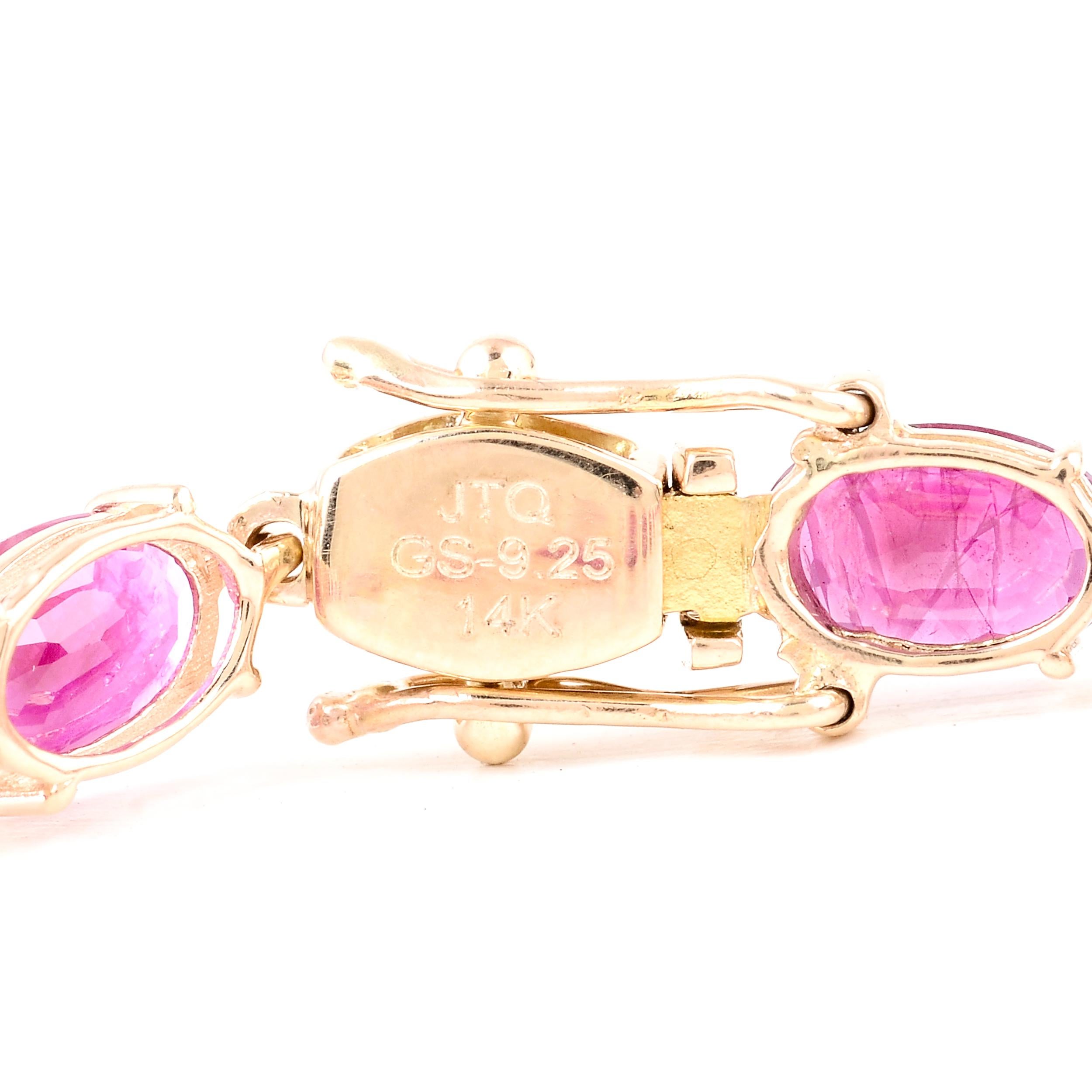 14K 8.40ctw Ruby Link Bracelet - Exquisite Gemstone Elegance, Timeless Luxury For Sale 1