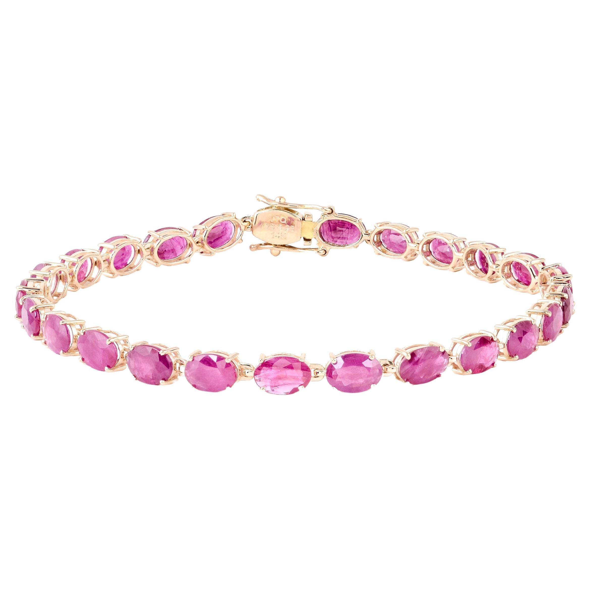 14K 8.40ctw Ruby Link Bracelet - Exquisite Gemstone Elegance, Timeless Luxury