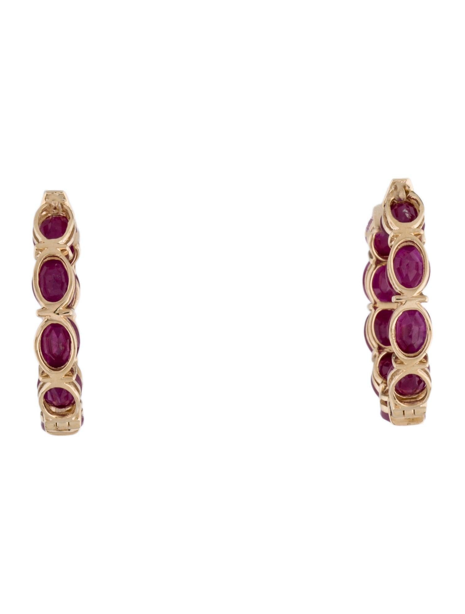 Brilliant Cut 14K Ruby Inside-Out Hoop Earrings - 6.30ctw, Luxurious Stunning Gemstone Jewelry For Sale