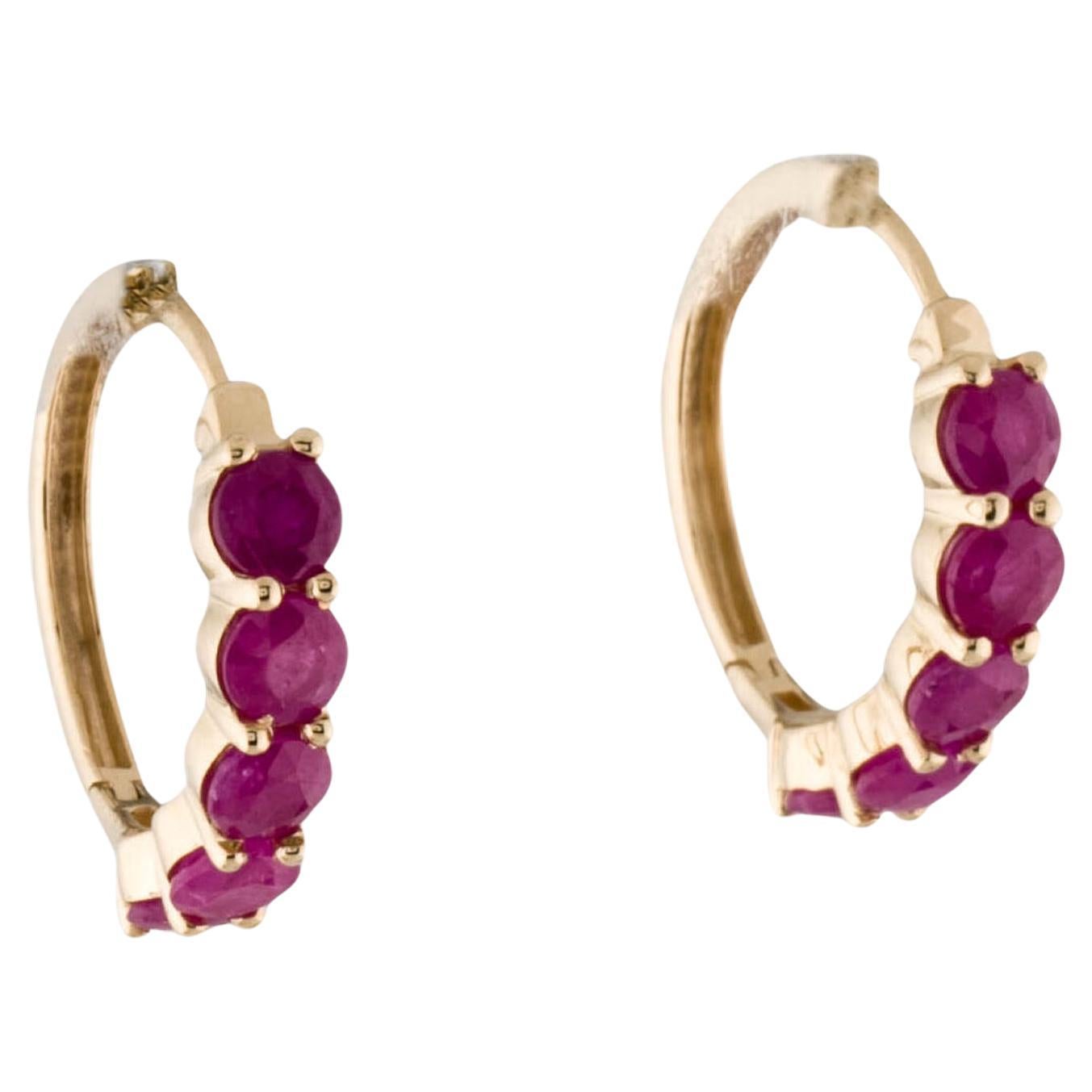 14K Ruby Hoop Earrings - 2.28ctw, Glamorous Gemstone Jewelry, Statement Style