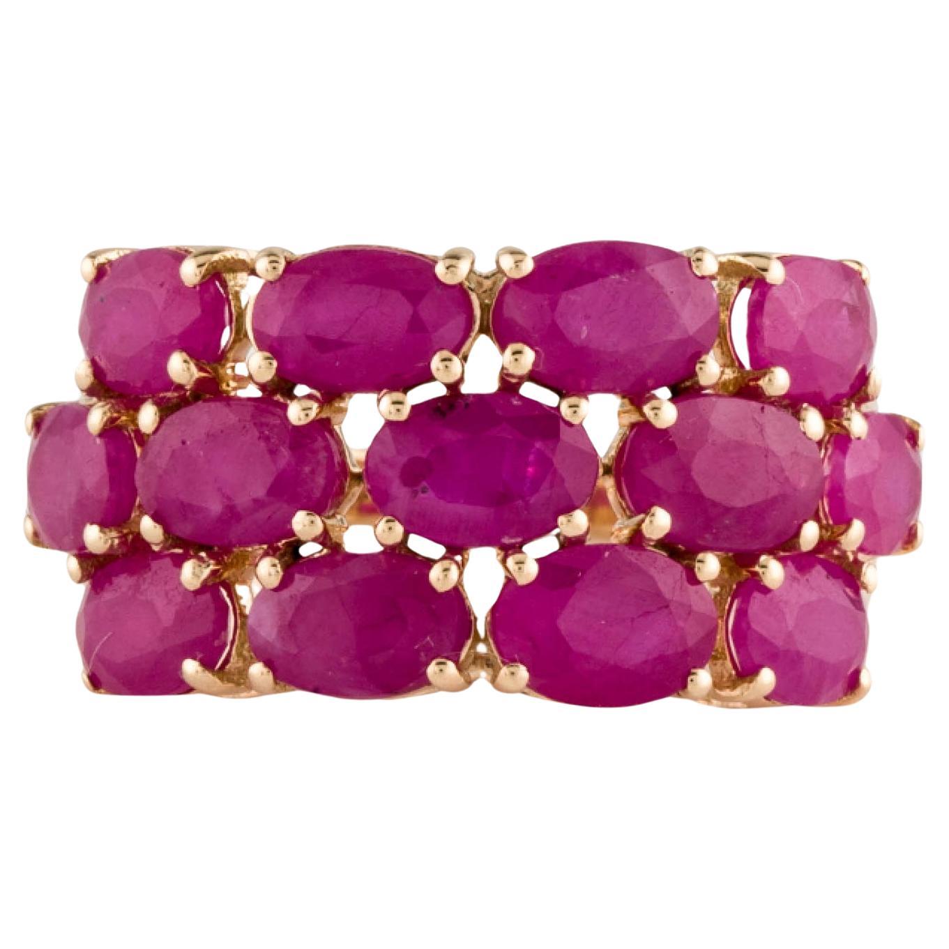 Luxurious 14K Ruby Cocktail Ring - 5.61ctw Gemstones - Size 6.75  Vintage Ring For Sale
