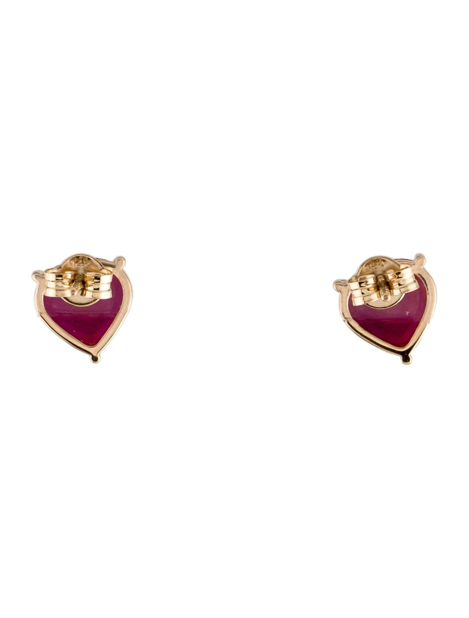 Women's 14K Ruby Stud Earrings - 6.39ctw, Elegant Gemstone Jewelry, Timeless Style For Sale