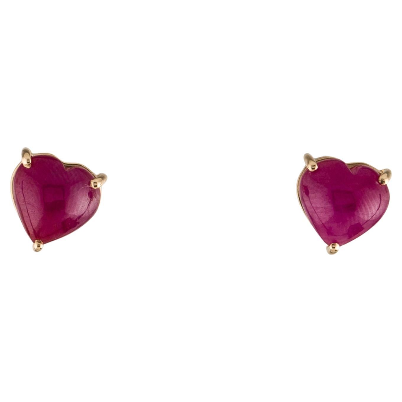 14K Ruby Stud Earrings - 6.39ctw, Elegant Gemstone Jewelry, Timeless Style