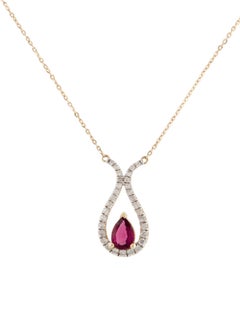 14K Rubellite & Diamond Pendant Necklace  Exquisite Jewelry for Unique Elegance