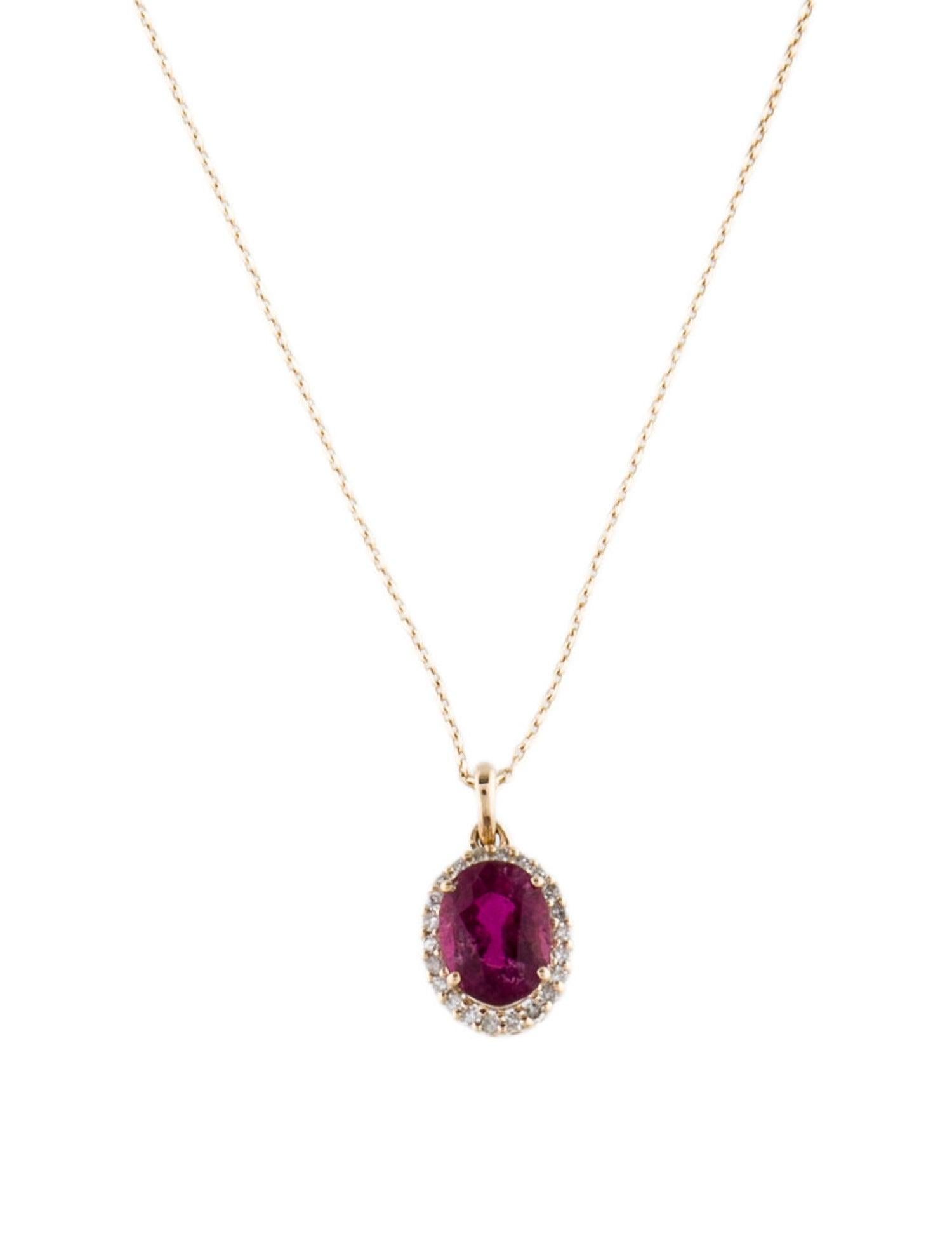 14K Tourmaline & Diamond Pendant Necklace  Elegant & Timeless Gemstone Jewelry In New Condition For Sale In Holtsville, NY