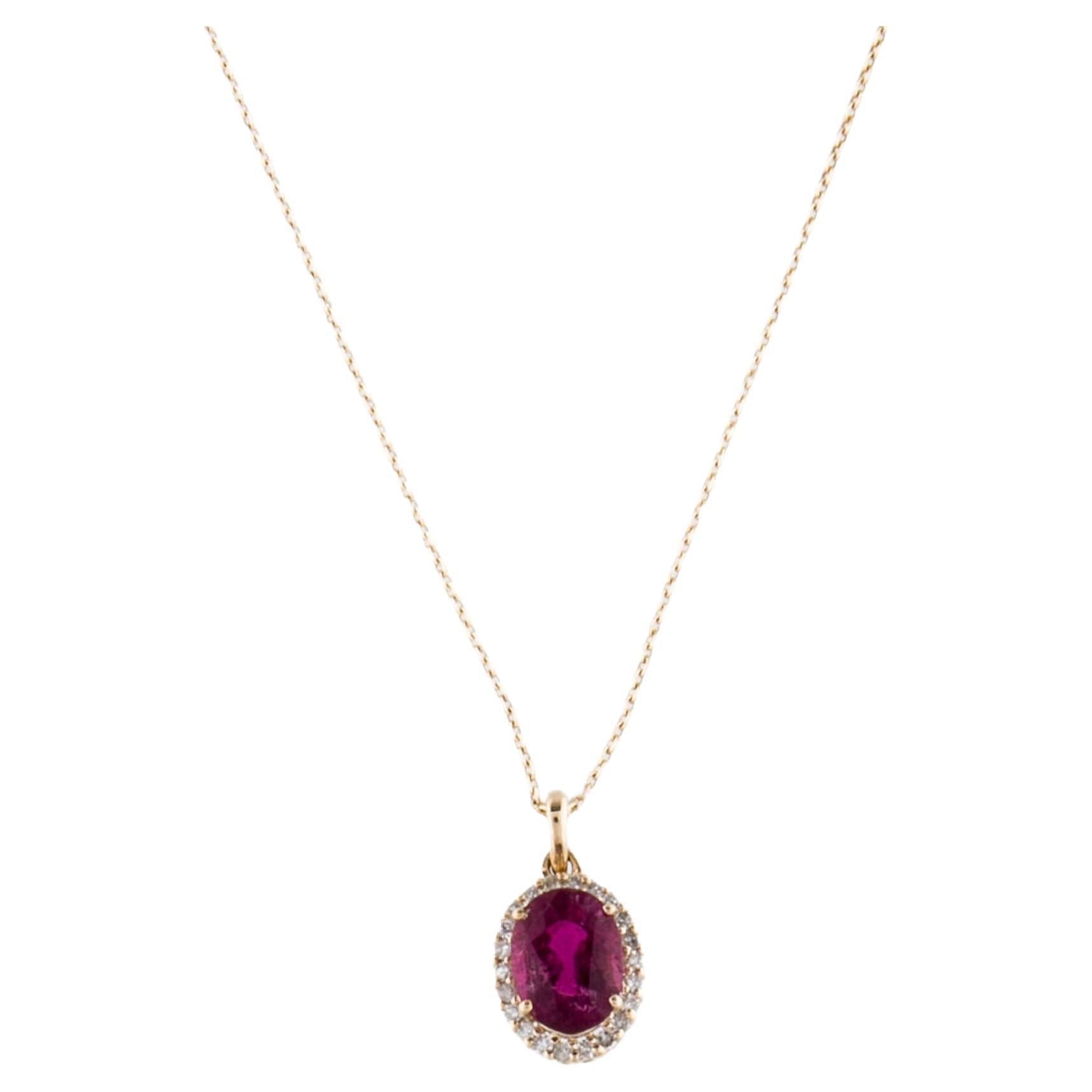 14K Tourmaline & Diamond Pendant Necklace  Elegant & Timeless Gemstone Jewelry For Sale