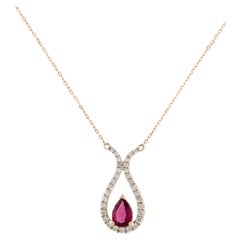 14K Rubellite & Diamond Pendant Necklace  Exquisite Jewelry for Unique Elegance