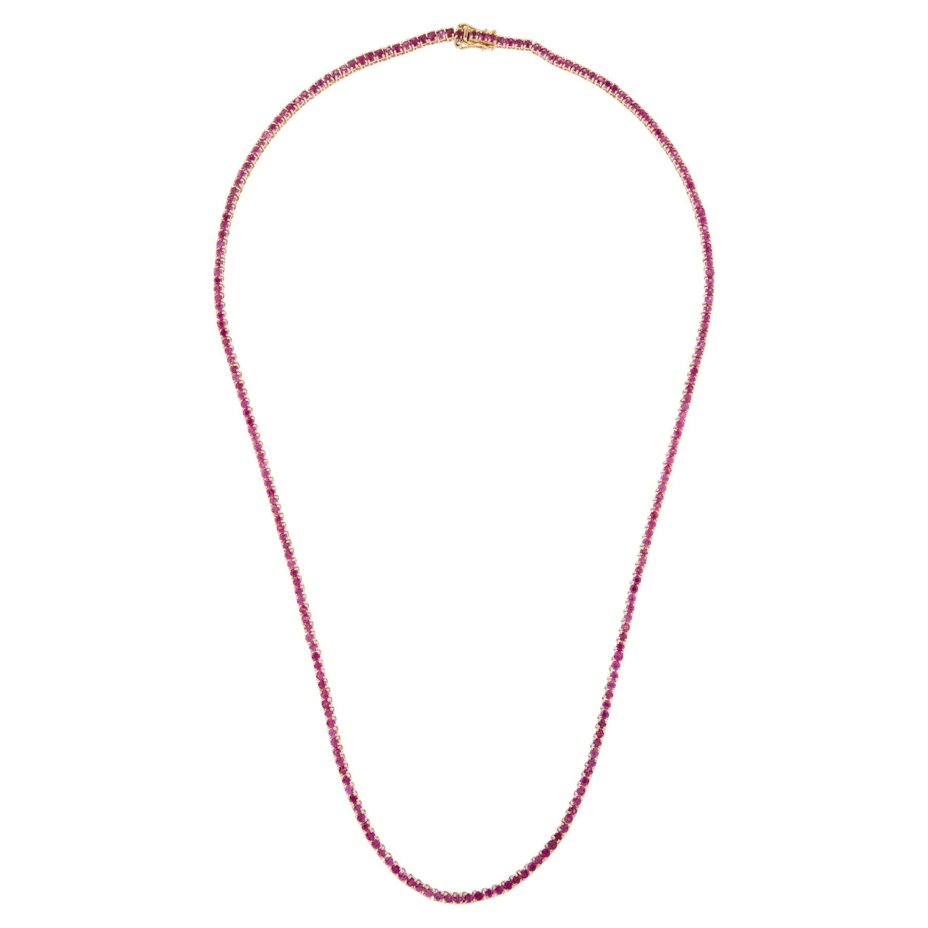14K Ruby Chain Necklace 12.15ctw - Exquisite Jewelry Piece for Glamorous Style For Sale