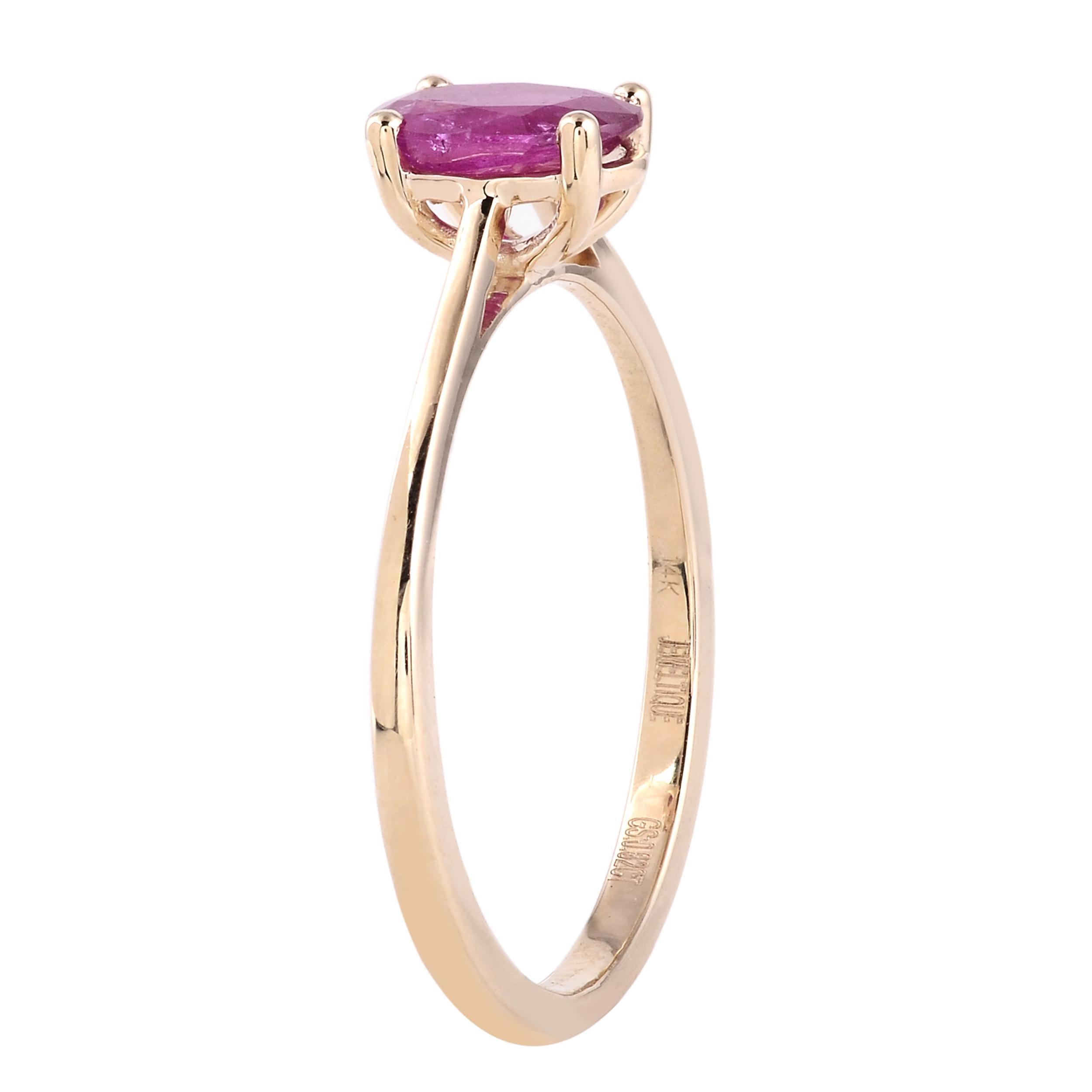 Oval Cut Elegant 14K Ruby Cocktail Ring, Size 6.75 - Luxury Statement Jewelry Piece For Sale