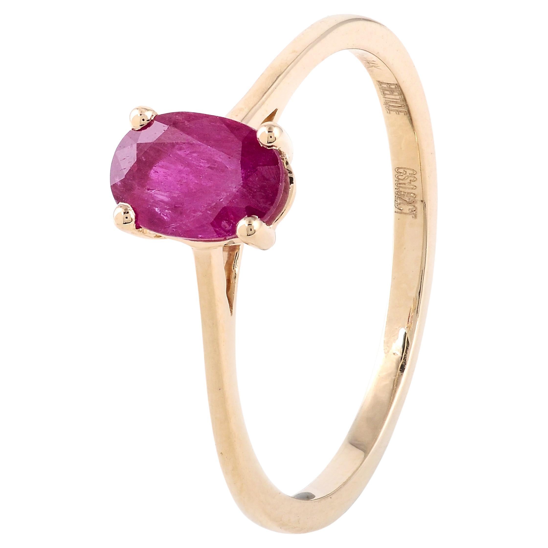 Elegant 14K Ruby Cocktail Ring, Size 6.75 - Luxury Statement Jewelry Piece For Sale