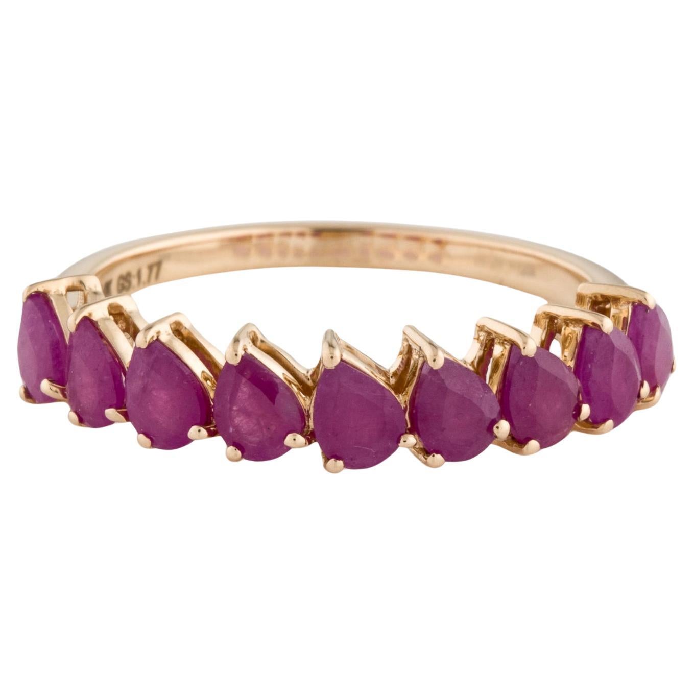 Stunning 14K Ruby Band Ring with 1.77ctw Gemstones - Size 8  Elegant & Vintage