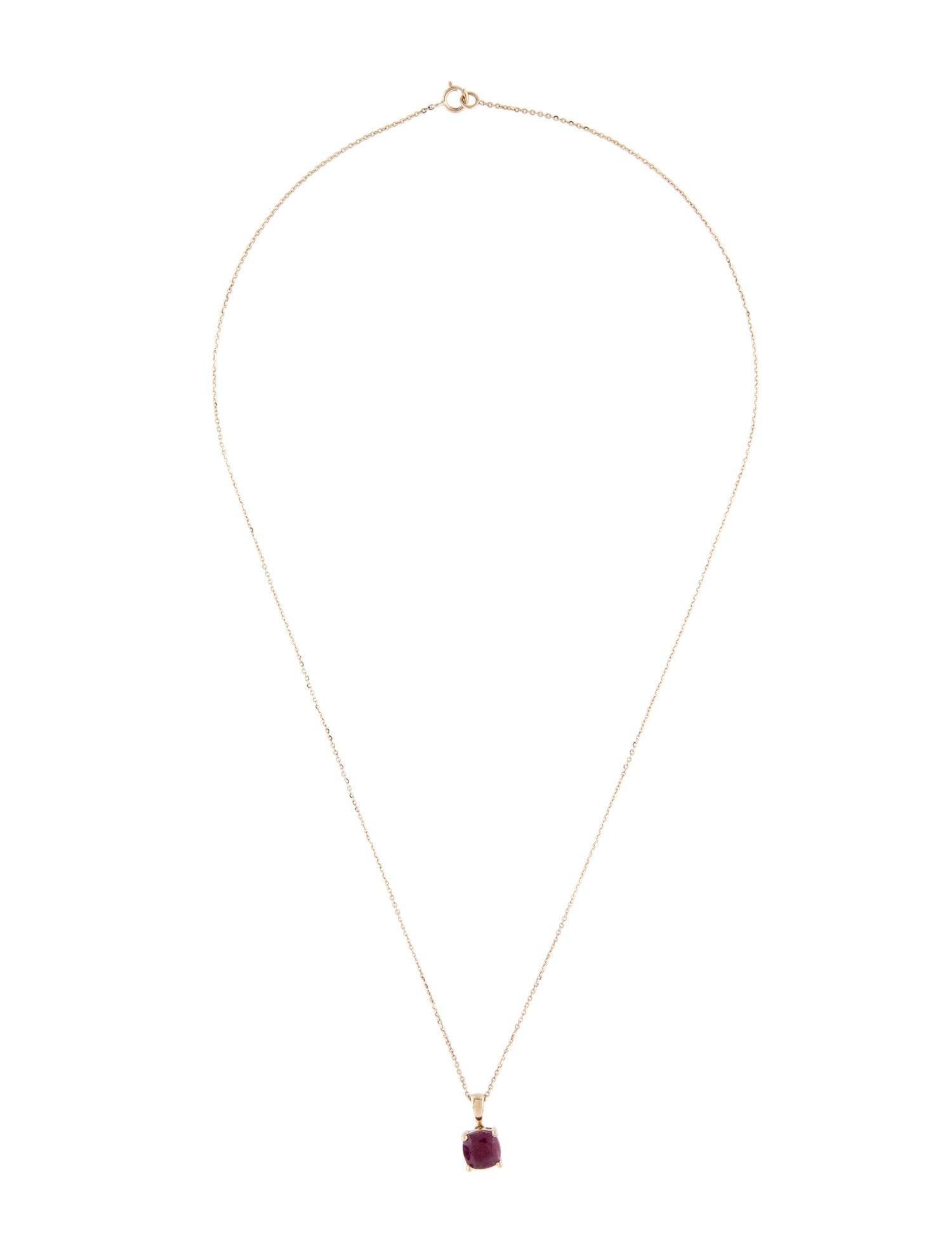 Brilliant Cut Gorgeous 14K Ruby Pendant Necklace  2.08ct Sparkling Gemstone Statement Piece For Sale
