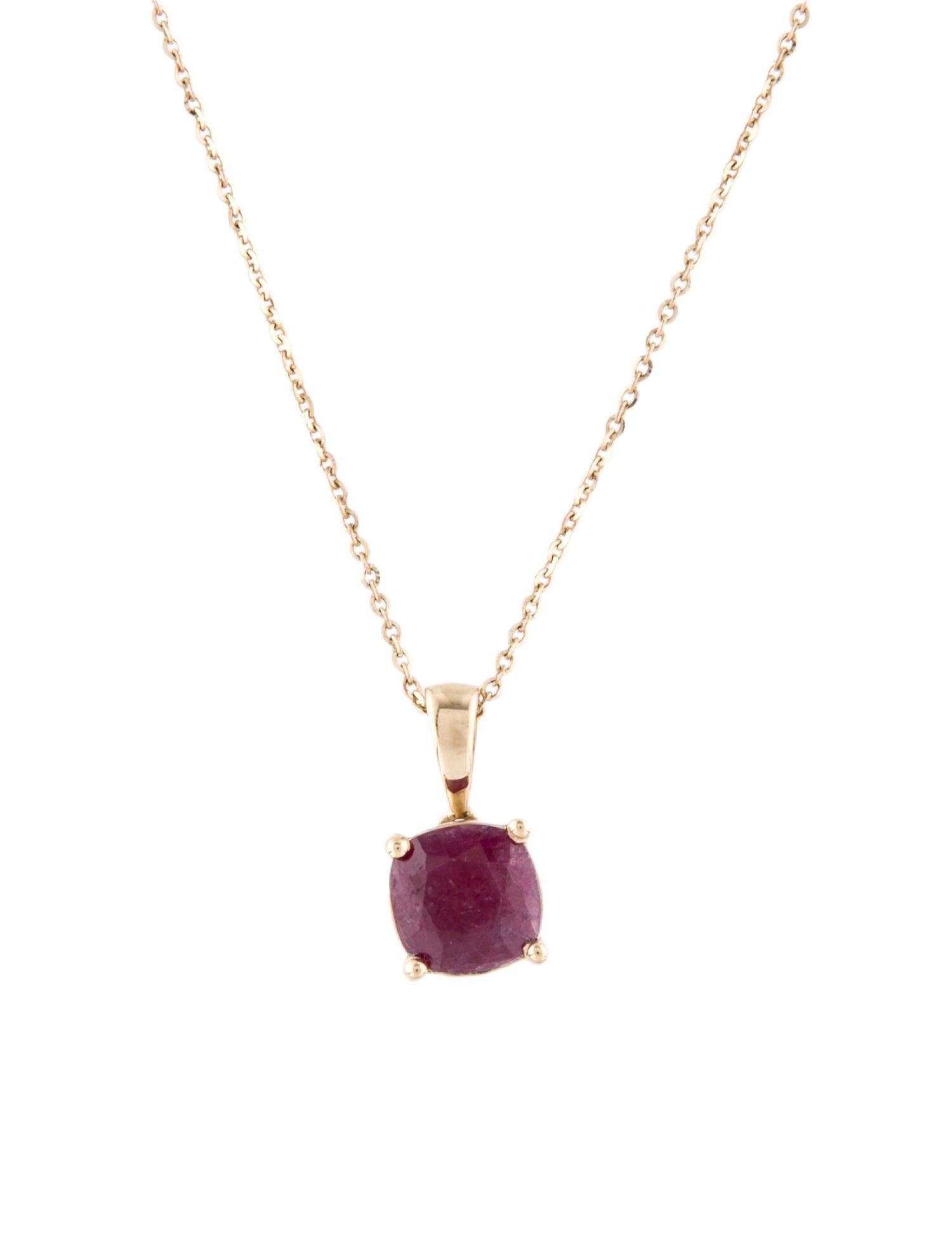 Gorgeous 14K Ruby Pendant Necklace  2.08ct Sparkling Gemstone Statement Piece In New Condition For Sale In Holtsville, NY