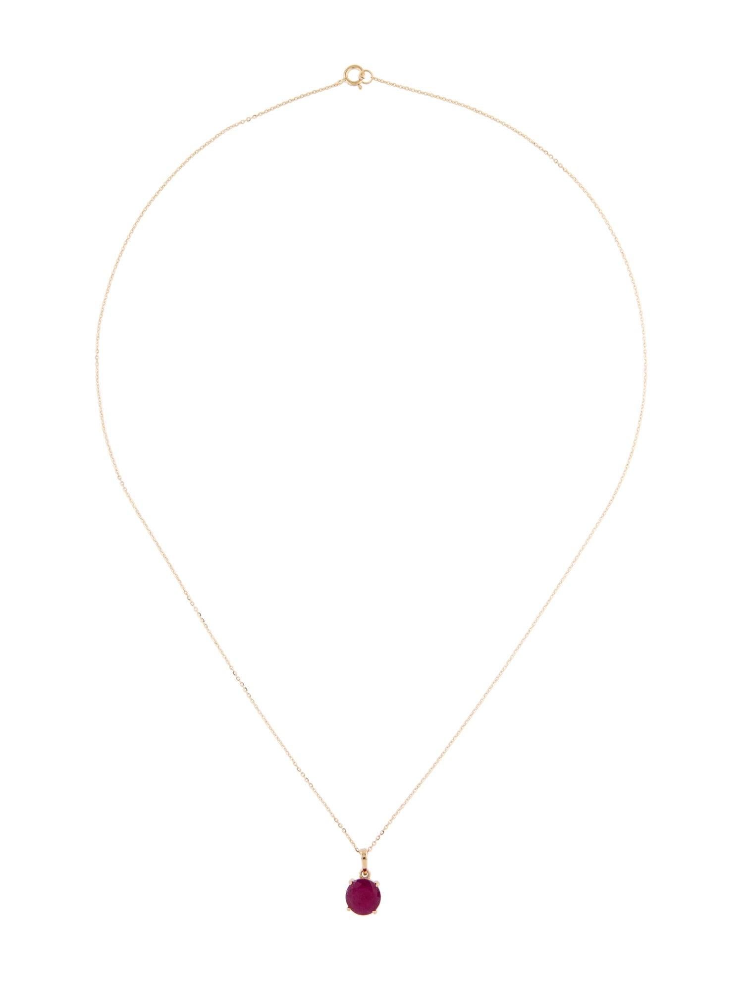 Exquisite 14K 1,21ct Rubin Anhänger Halskette - Elegant Edelstein funkelnden Akzent (Brillantschliff) im Angebot