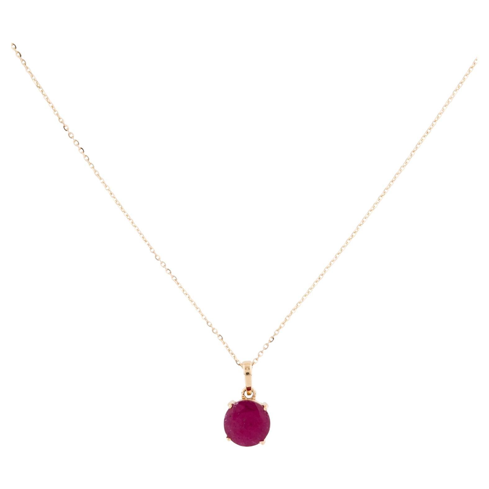 Exquisite 14K 1.21ct Ruby Pendant Necklace - Elegant Gemstone Sparkle Accent