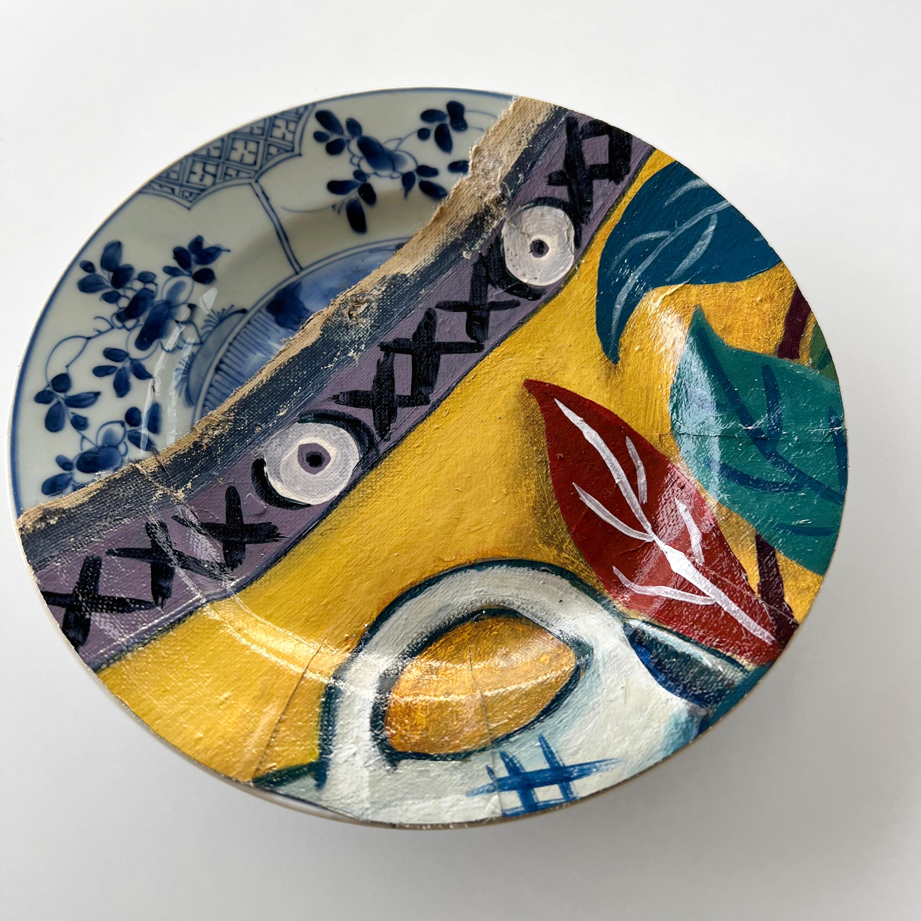 Ensemble de 7 assiettes décoratives « Bloomsbury » superposées avec une peinture en vente 3