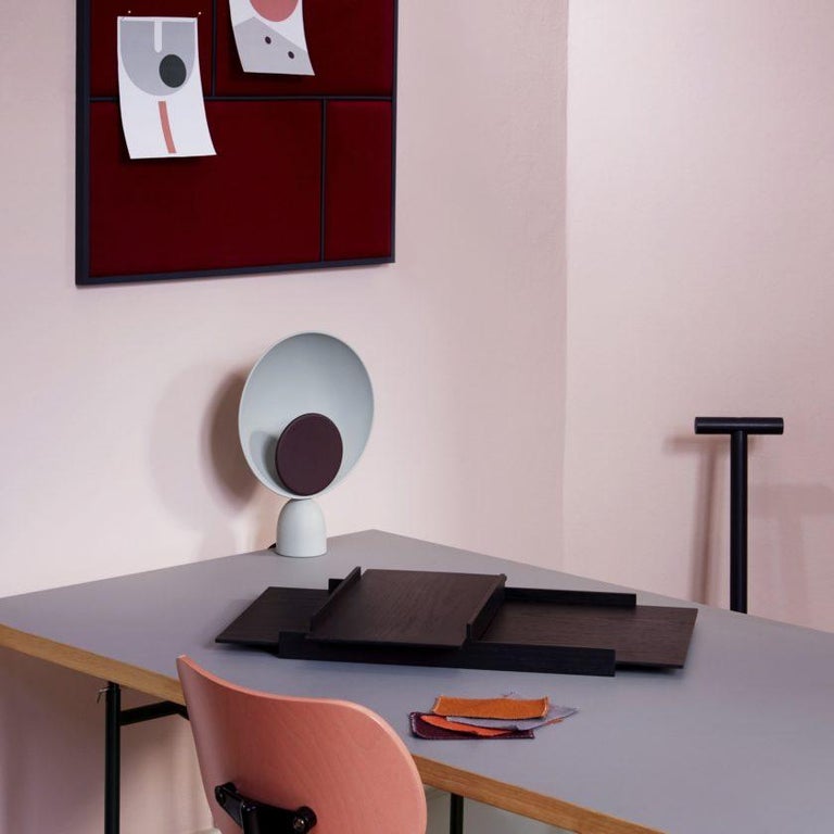 Blooper LED Table Lamp in Ash Grey with Indian Red Dimmer Disc by Mette Schelde For Sale 2
