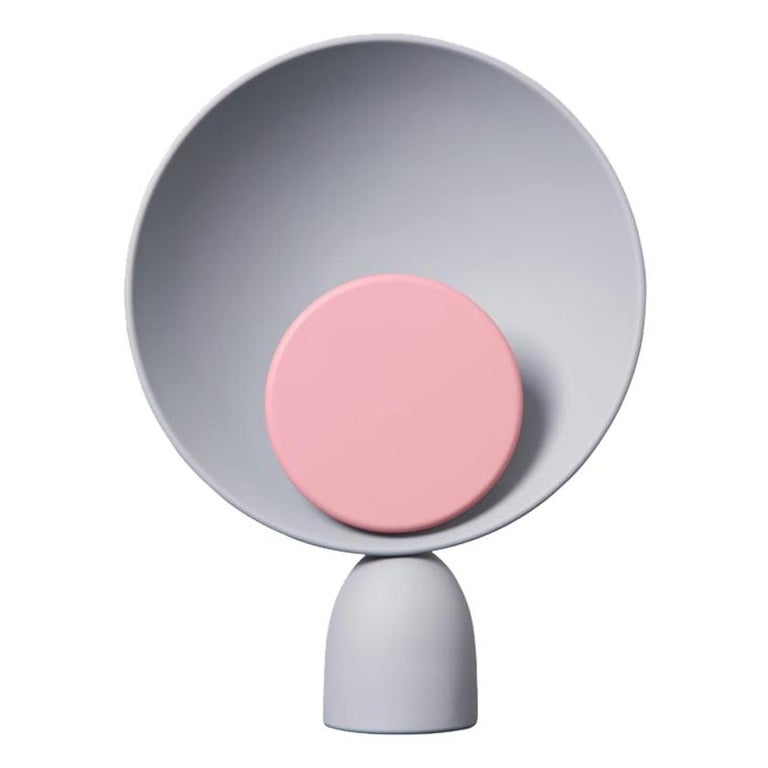 Blooper LED Table Lamp in Ash Grey with Indian Red Dimmer Disc by Mette Schelde For Sale