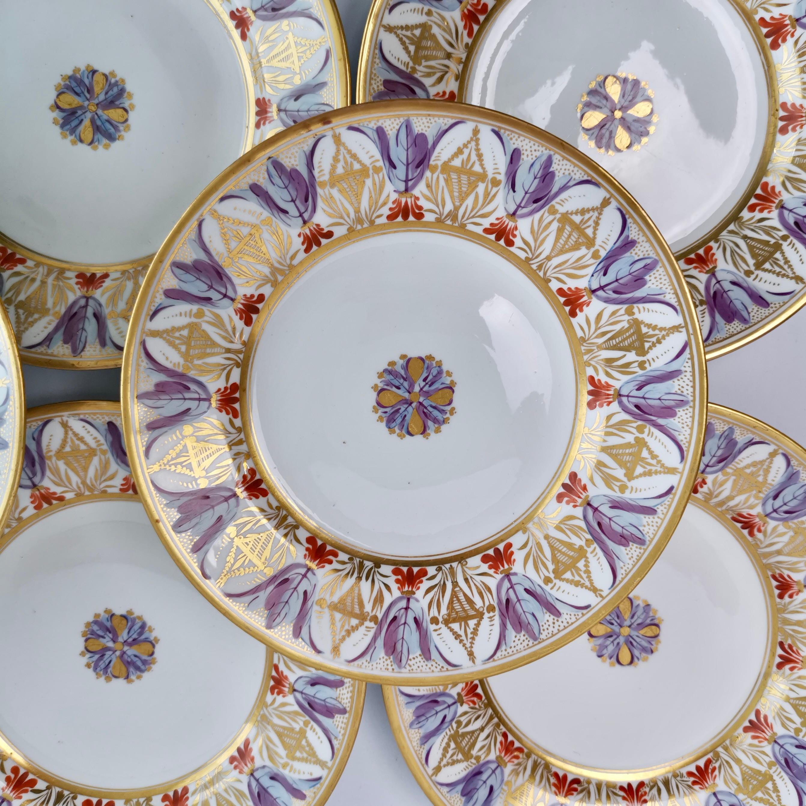 English Bloor Derby Dessert Service, Neoclassical Pattern, Regency 1815-1820