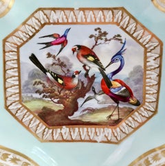Bloor Derby Dish, Turquoise, Exotic Birds by Richard Dodson, Regency, ca 1815