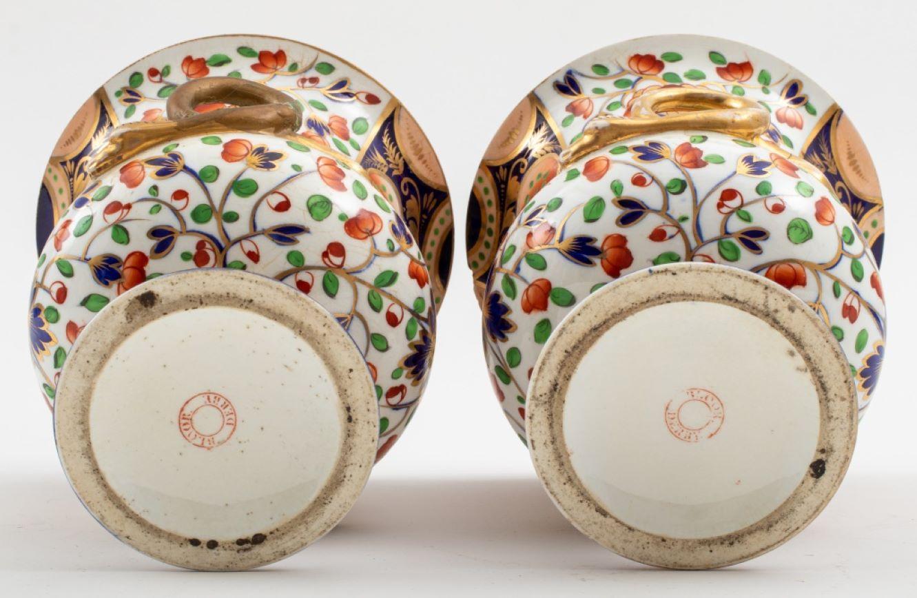 Bloor Derby Imari Campagna-Form Urns, ca. 1830 1